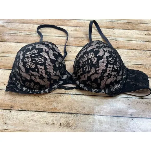 Aerie Harper Black Lace Push Up Bra Size 34C - Picture 3 of 6